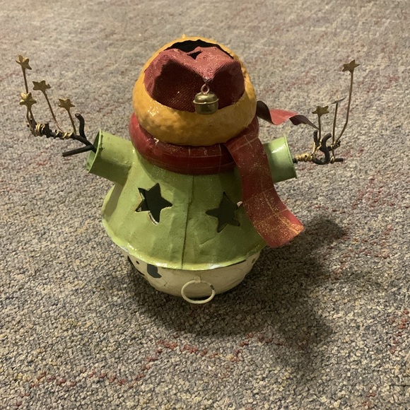 Vintage Y2K Metal Snowman Luminary Christmas Candle Light Holiday Decor 10” - Picture 5 of 7